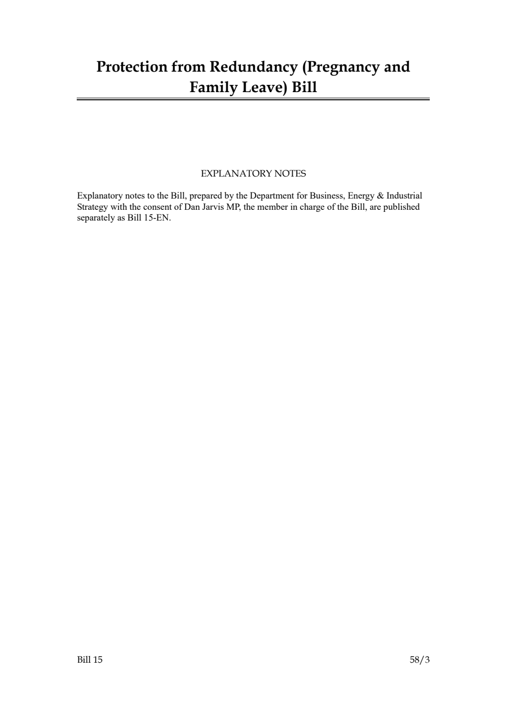 Protection from Redundancy (Pregnancy and Family Leave) Bill