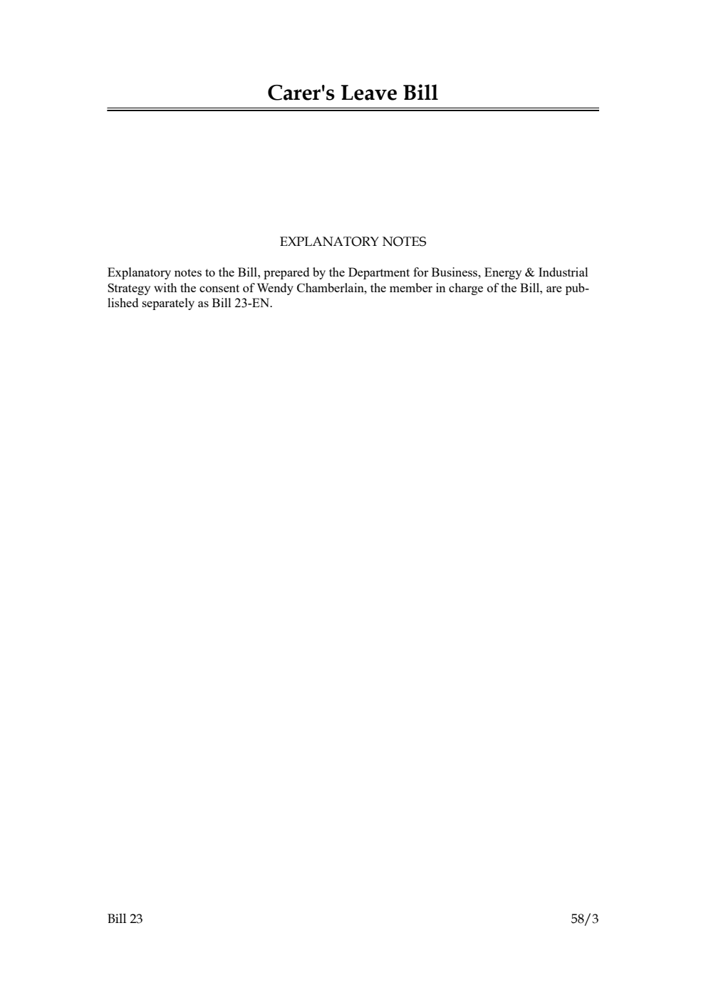 Carer’s Leave Bill