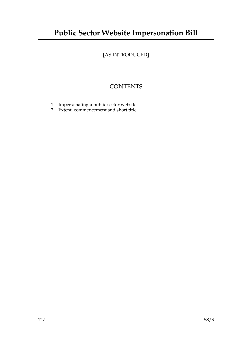 Public Sector Website Impersonation Bill