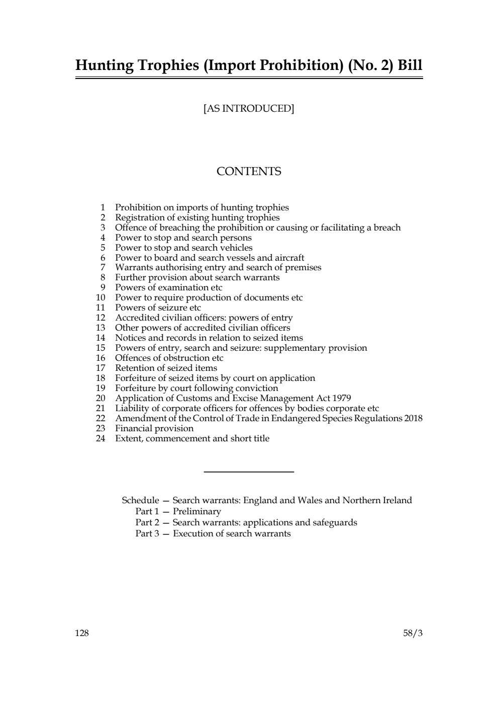 Hunting Trophies (Import Prohibition) (No. 2) Bill