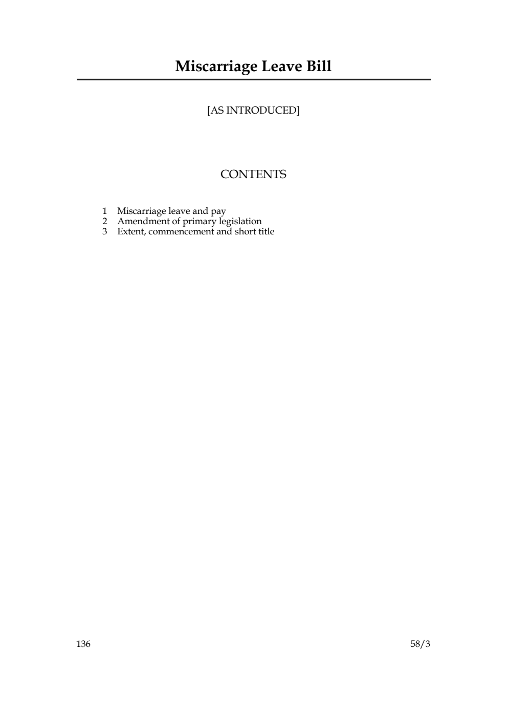 Miscarriage Leave Bill