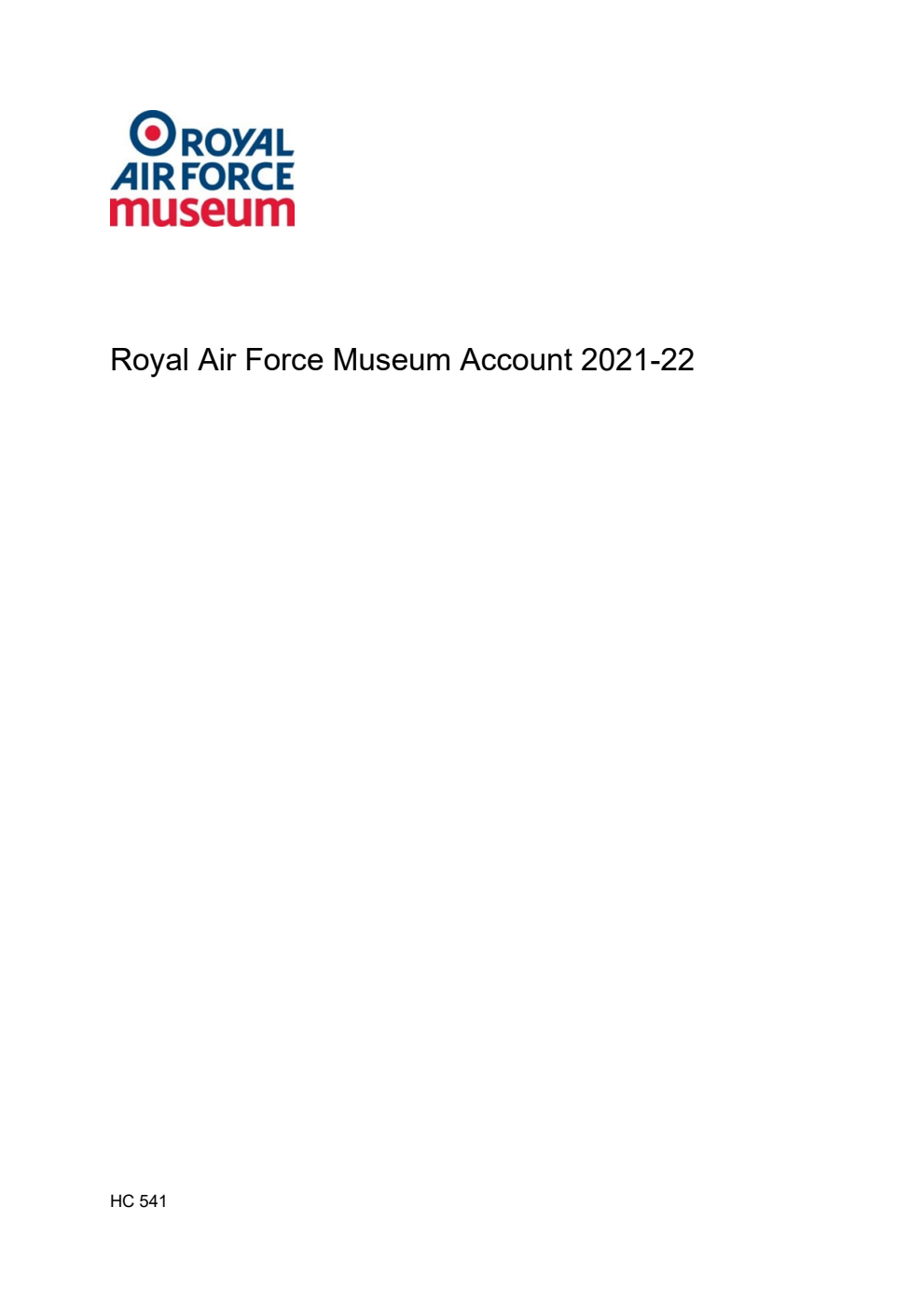 Royal Air Force Museum Account 2021-22