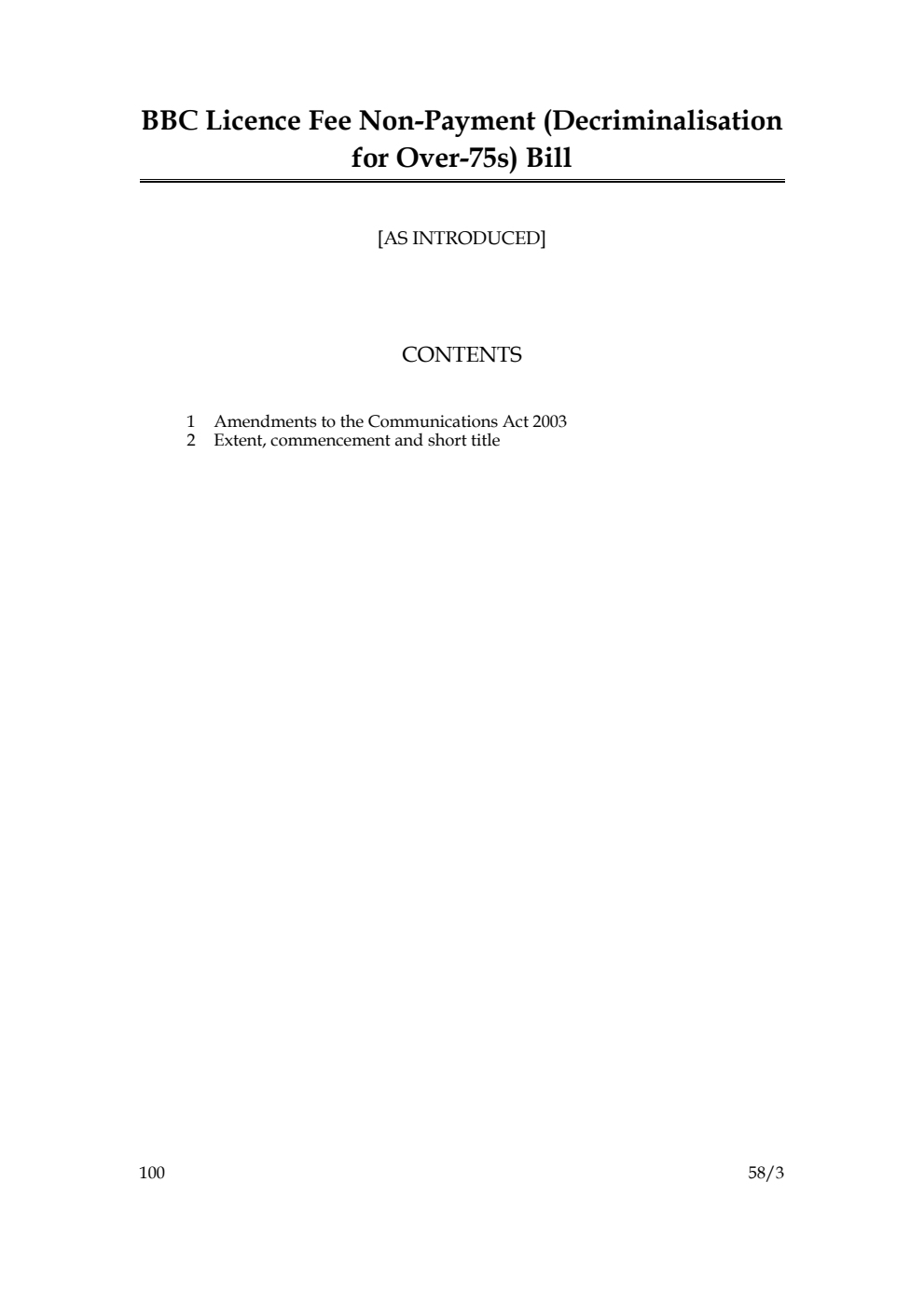 BBC Licence Fee Non-Payment (Decriminalisation for Over-75s) Bill