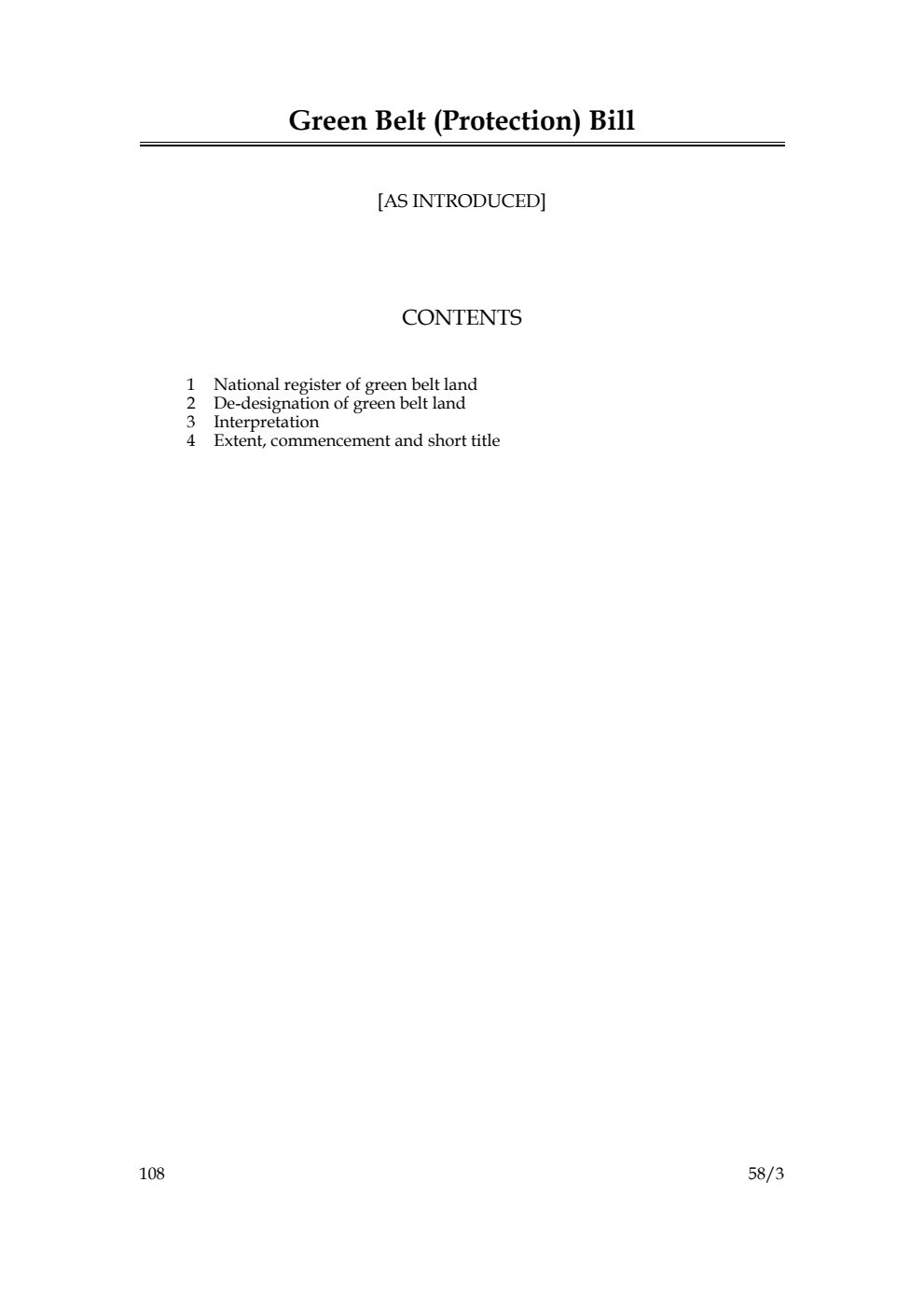Green Belt (Protection) Bill