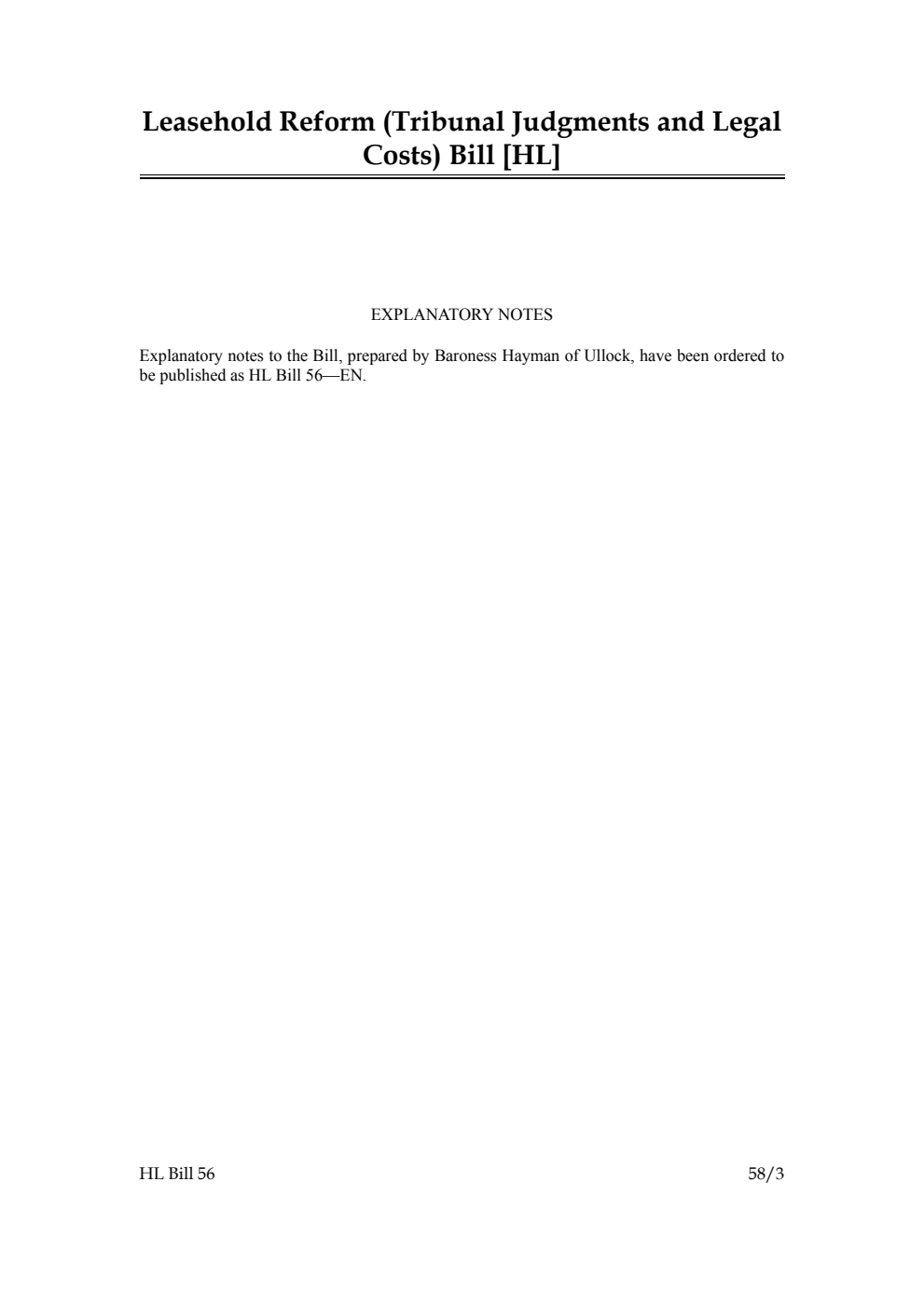 Leasehold Reform (Tribunal Judgments and Legal Costs) Bill