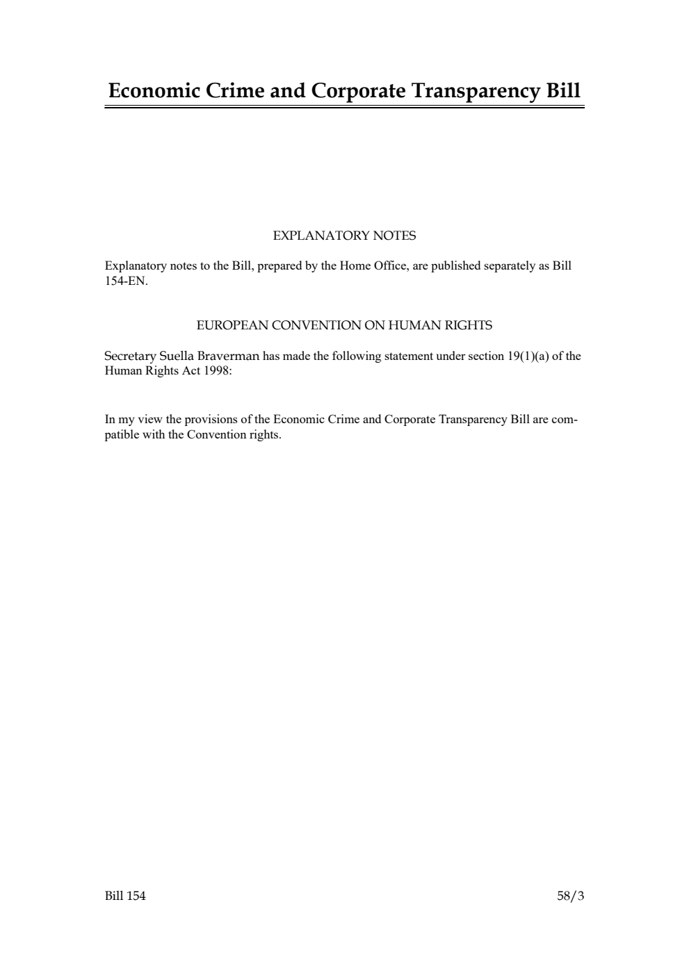 Economic Crime and Corporate Transparency Bill