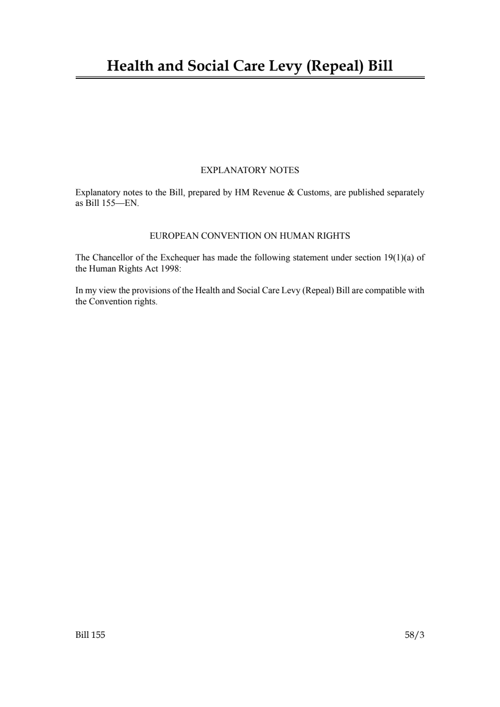 Health and Social Care Levy (Repeal) Bill