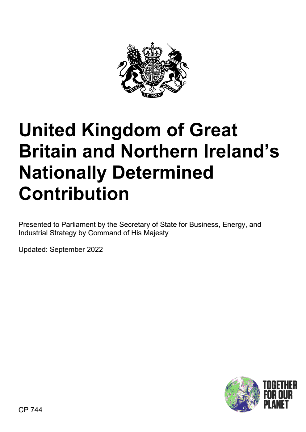 United Kingdom of Great Britain and Northern Ireland’s Nationally Determined Contribution. Updated: September 2022