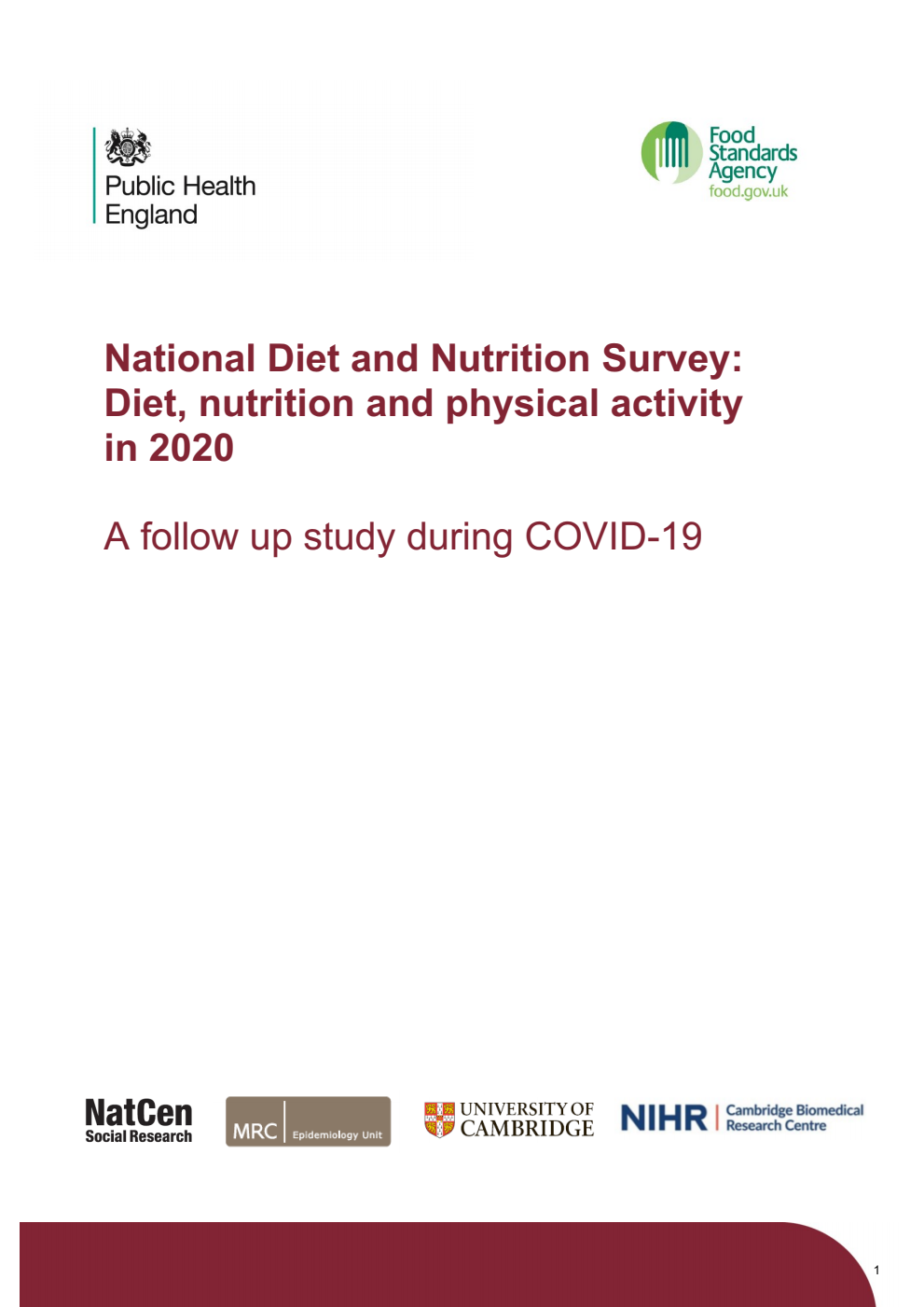National Diet and Nutrition Survey: Diet, nutrition and physical activity in 2020. A follow up study during COVID-19