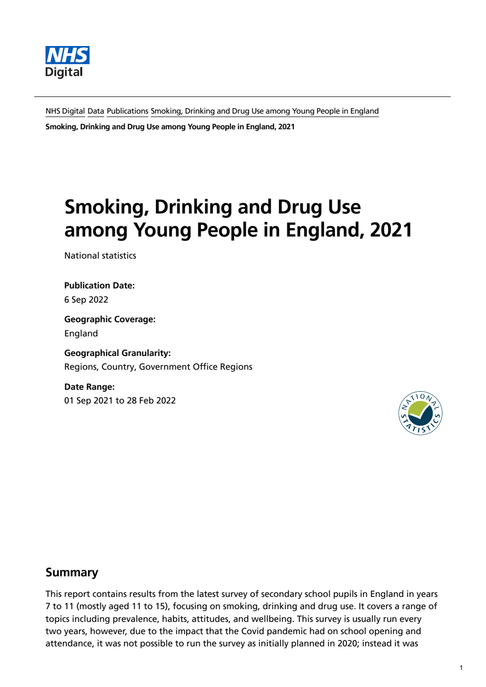 Smoking, drinking and drug use among young people in England in 2021