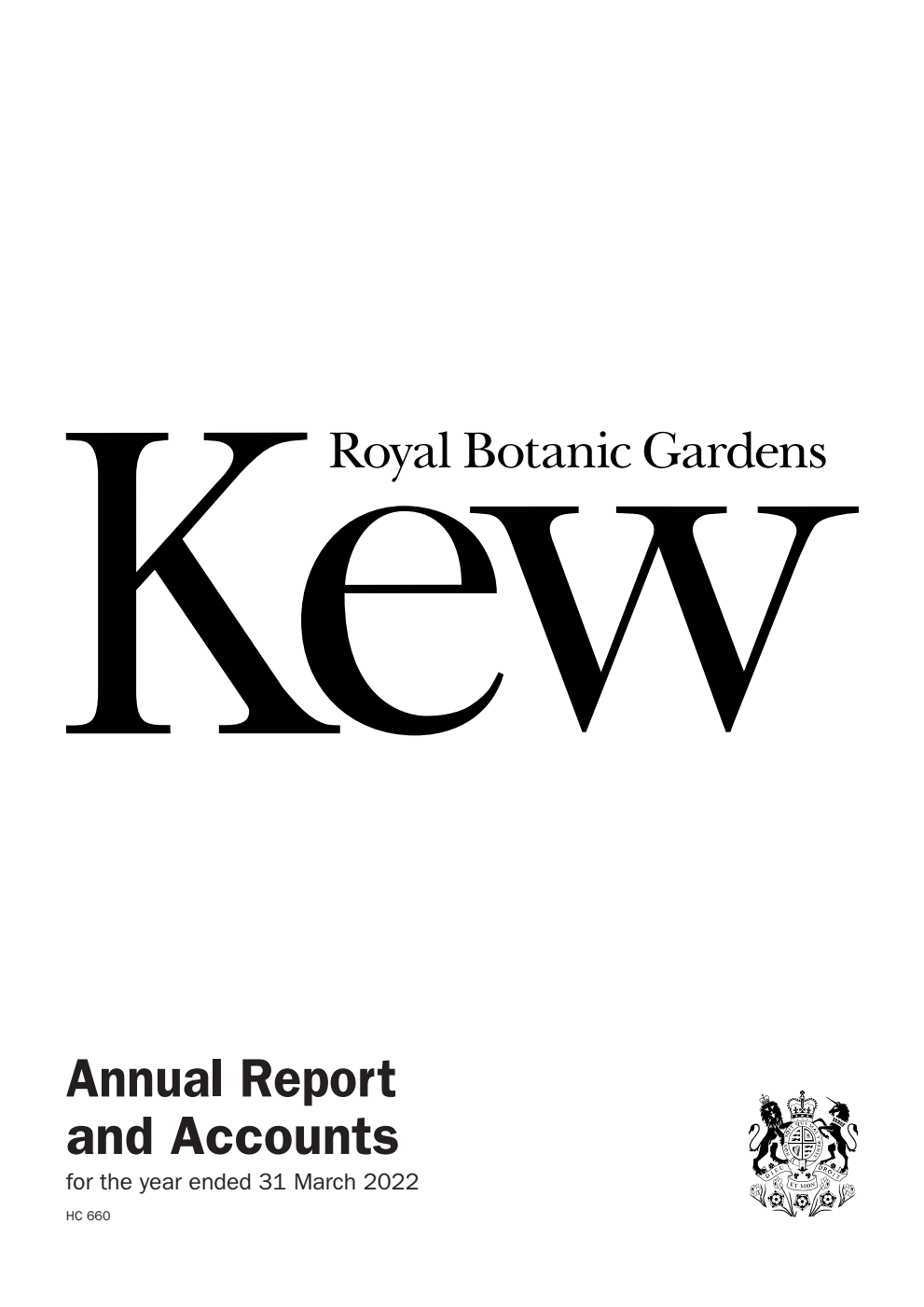 Royal Botanic Gardens, Kew Annual Report and Accounts for the year ended 31 March 2022