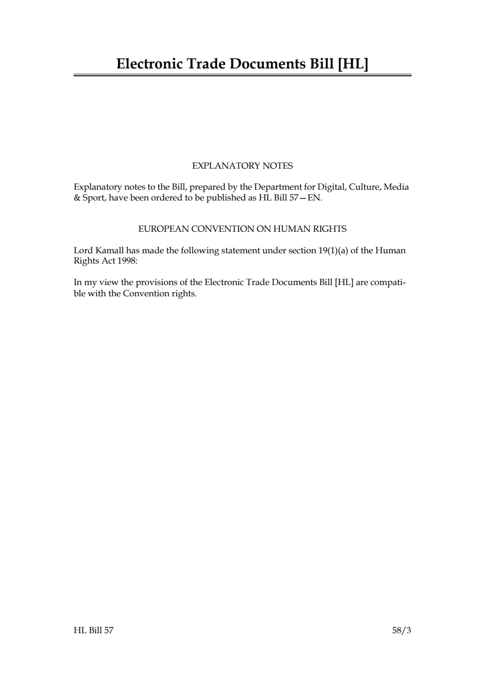 Electronic Trade Documents Bill