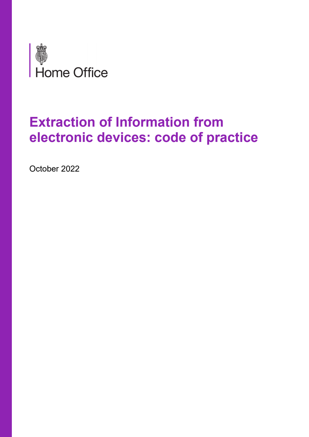 Extraction of Information from electronic devices: code of practice