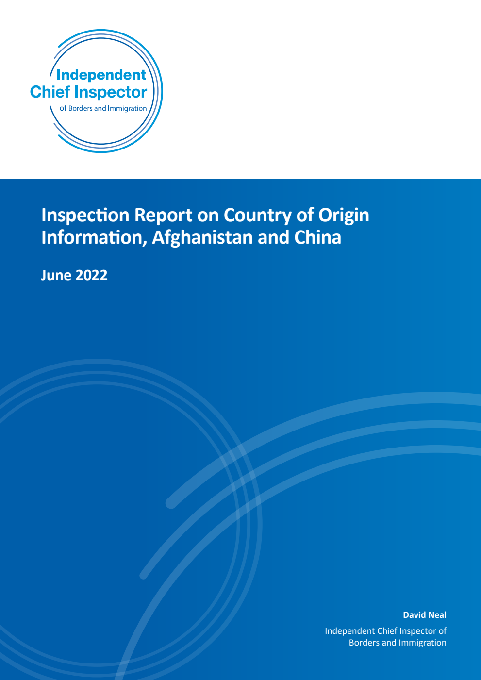 Inspection Report on Country of Origin Information, Afghanistan and China. June 2022