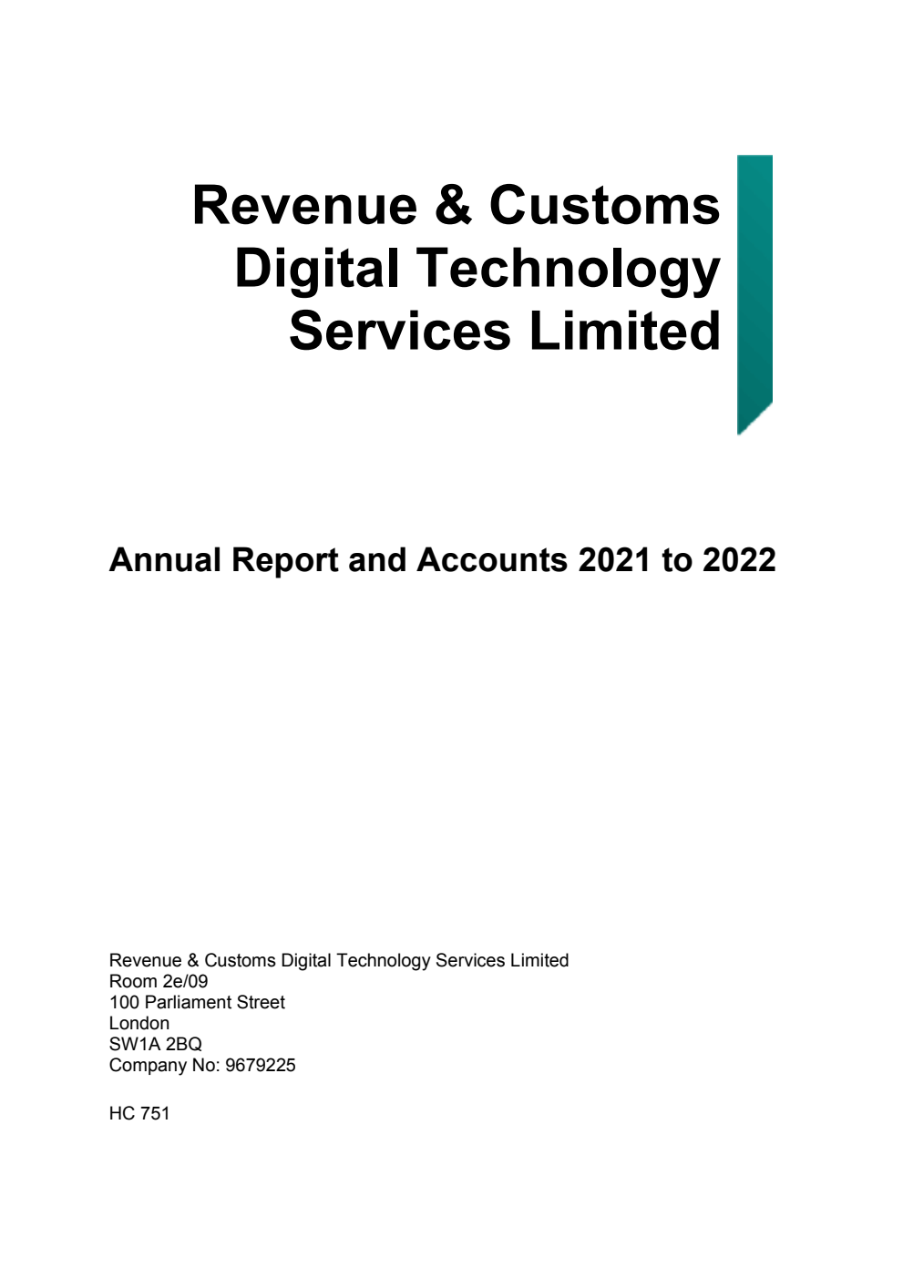 Revenue and Customs Digital Technology Services Limited Annual Report and Accounts 2021 to 2022 for the year ended 31 March 2022