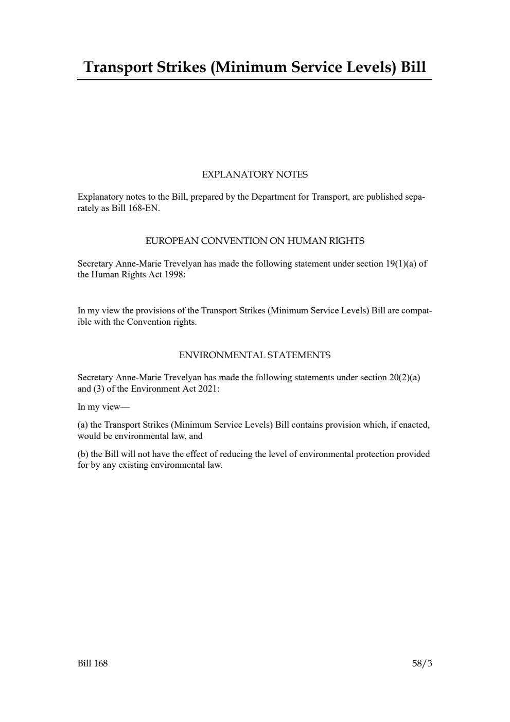 Transport Strikes (Minimum Service Levels) Bill