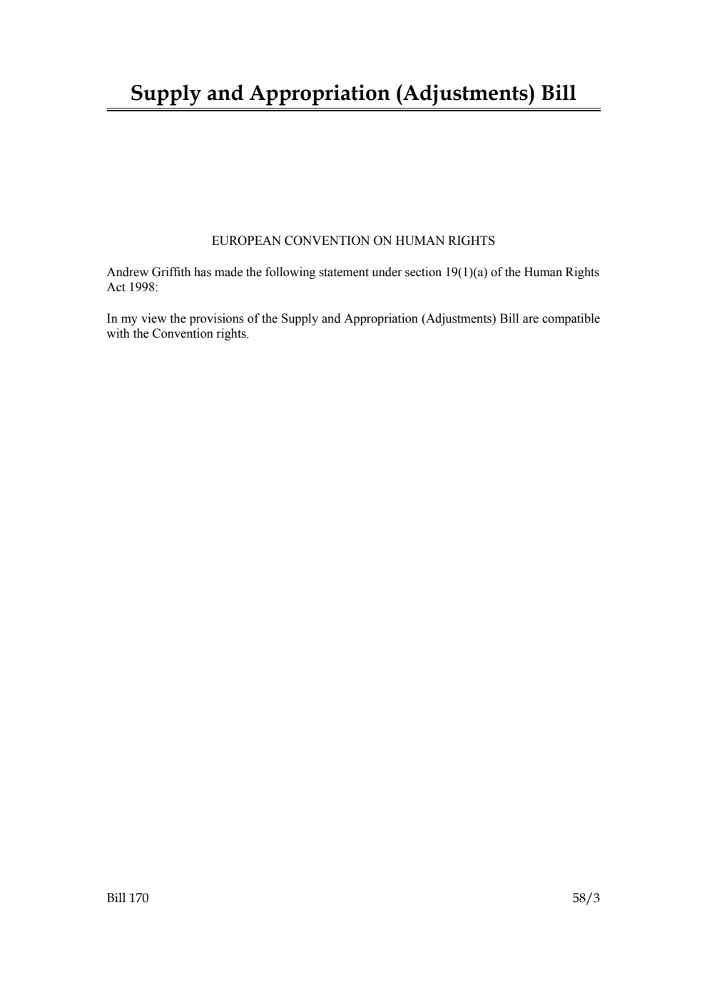 Supply and Appropriation (Adjustments) Bill