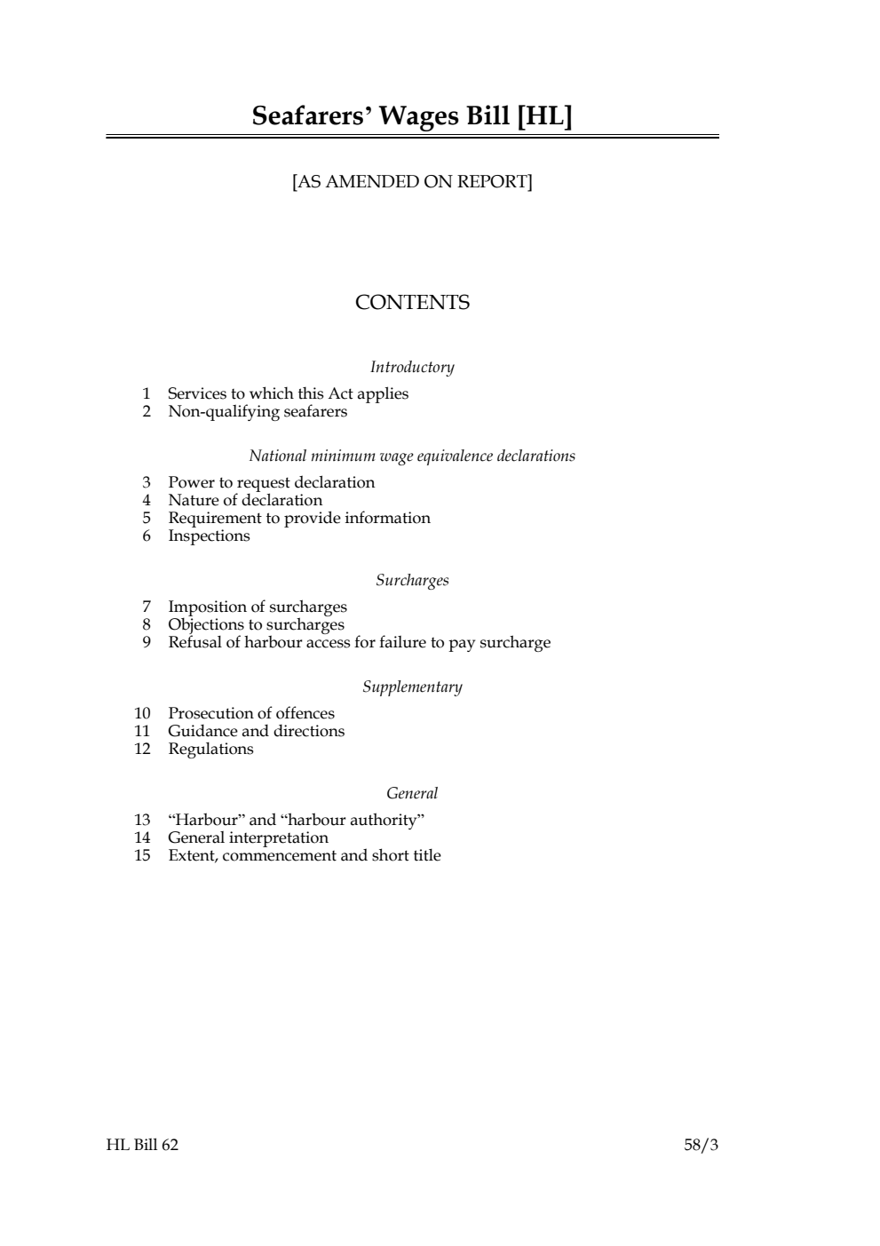 Seafarers’ Wages Bill [as amended on Report]