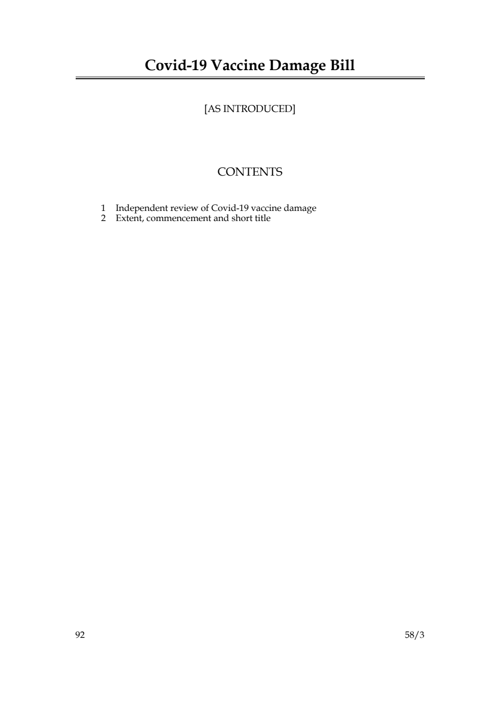 Covid-19 Vaccine Damage Bill