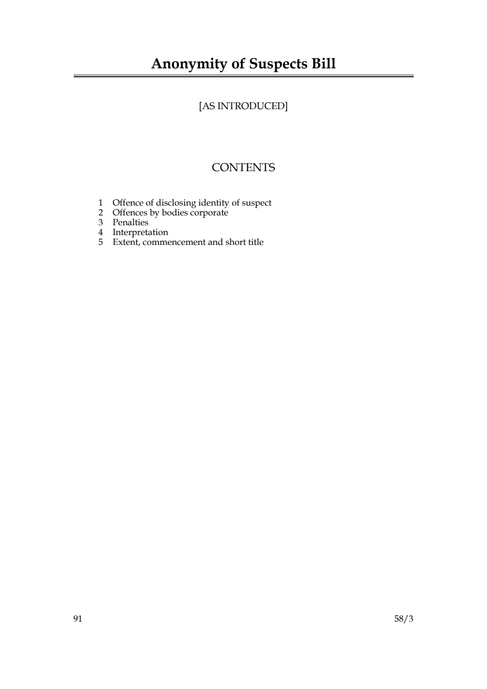 Anonymity of Suspects Bill