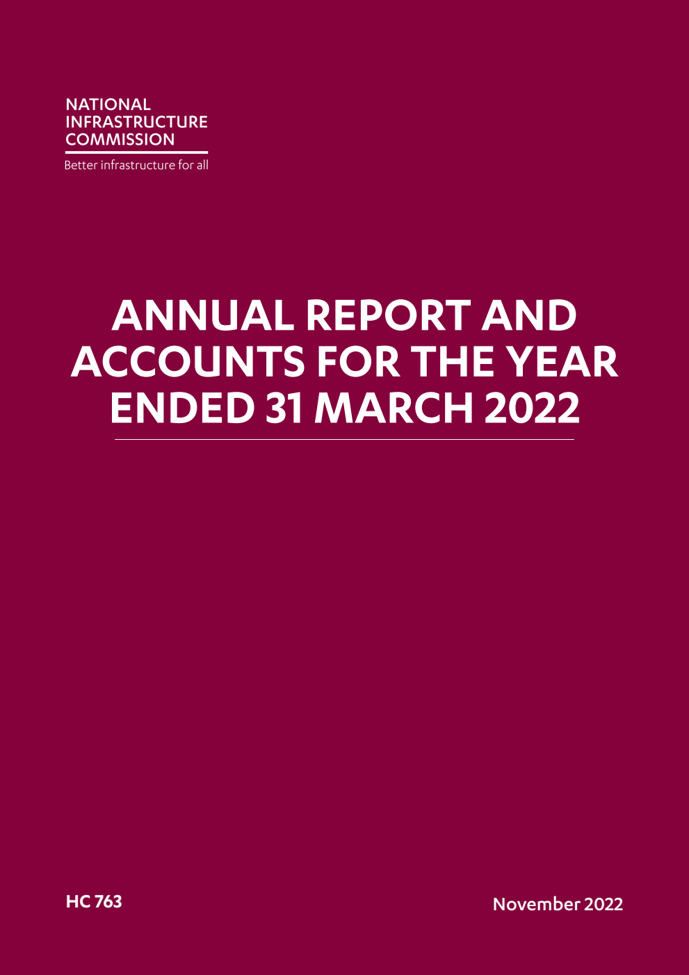 National Infrastructure Commission Annual Report and Accounts for the year ended 31 March 2022