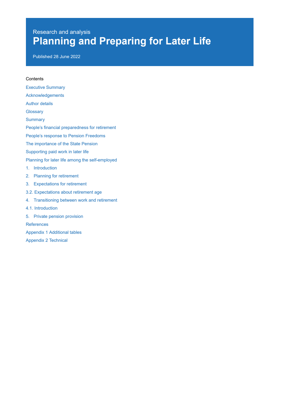 Research Report 1008 Planning and Preparing for Later Life