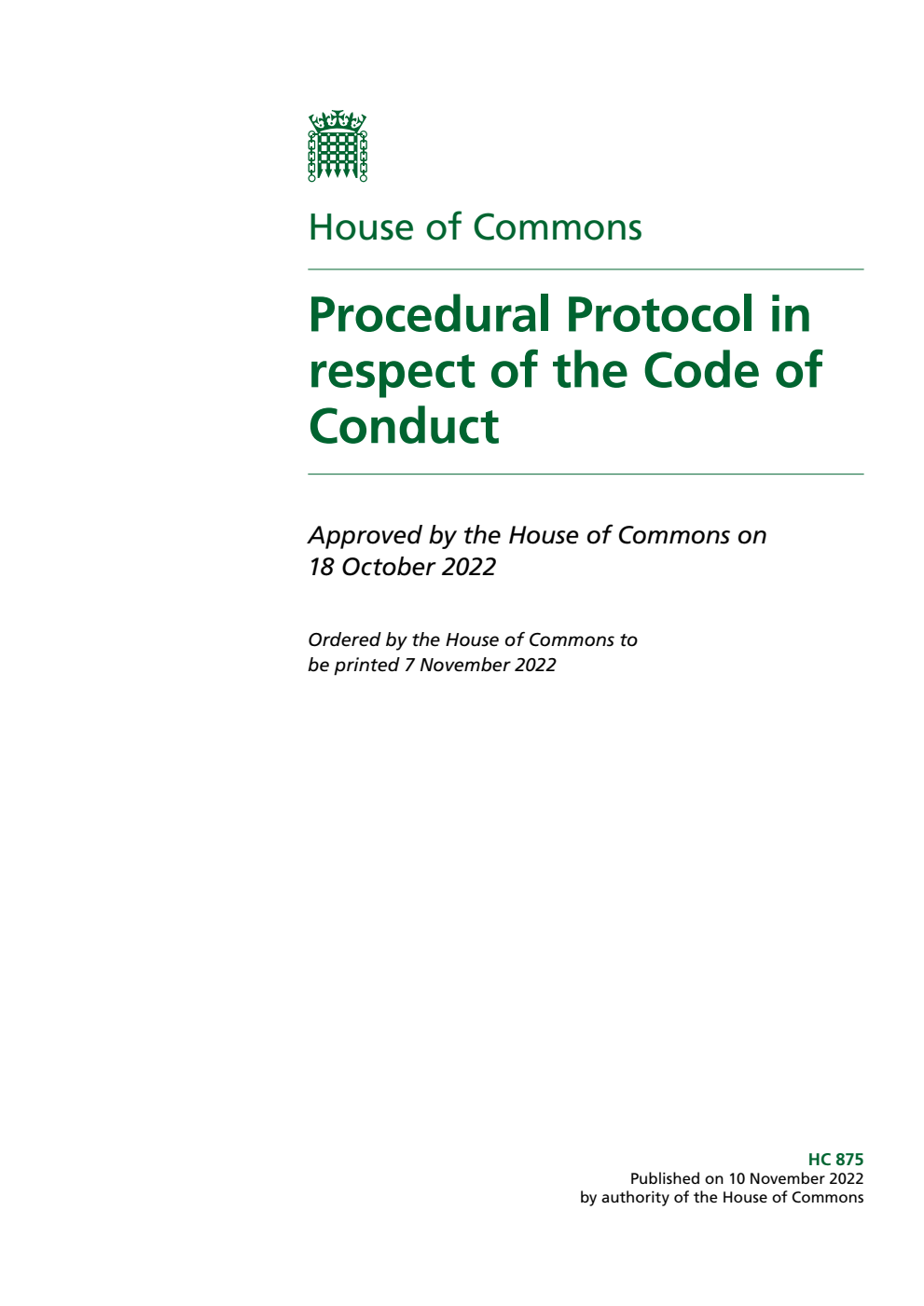 Procedural Protocol in respect of the Code of Conduct