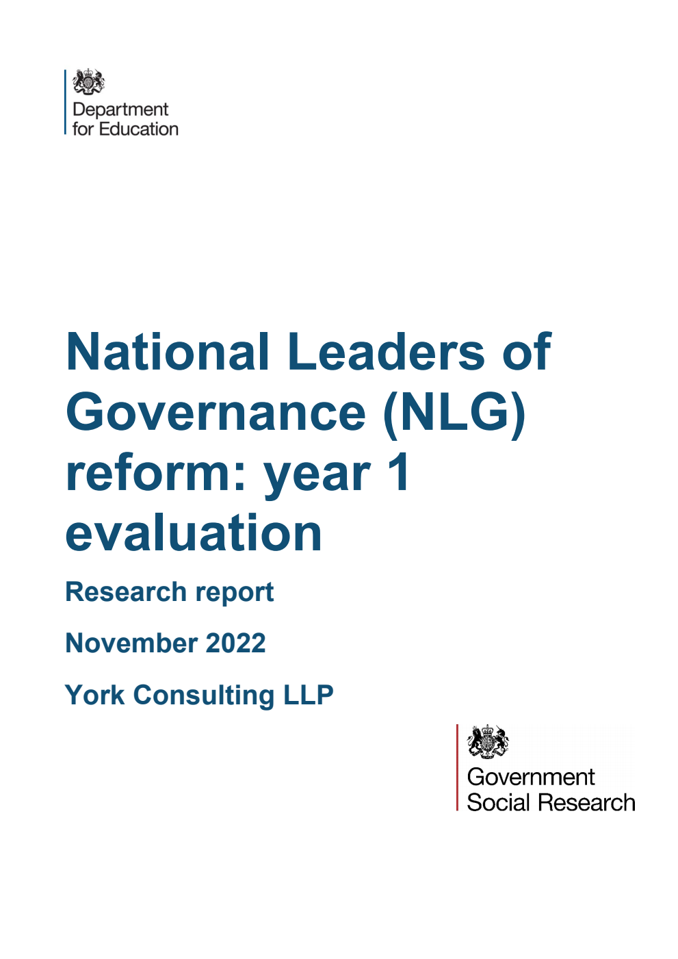 DFE-RR1293 National Leaders of Governance (NLG) reform: year 1 evaluation. Research report. November 2022
