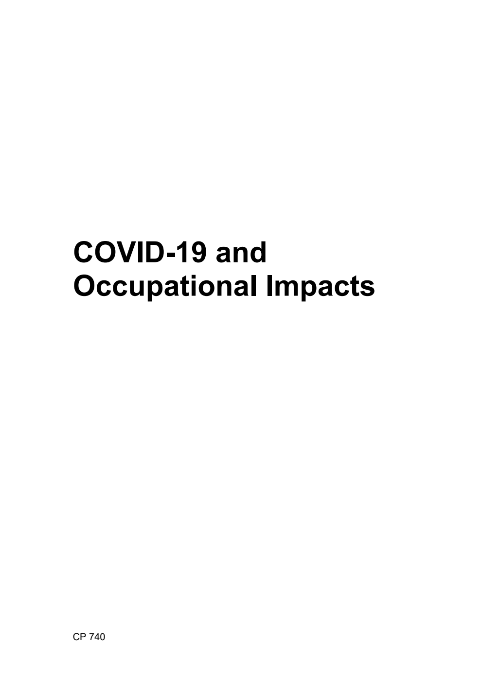 COVID-19 and Occupational Impacts