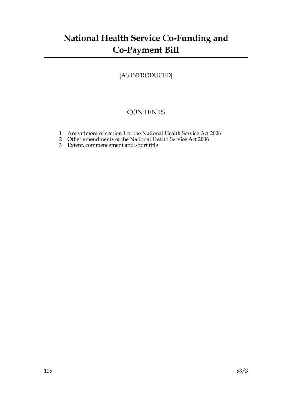 National Health Service Co-Funding and Co-Payment Bill