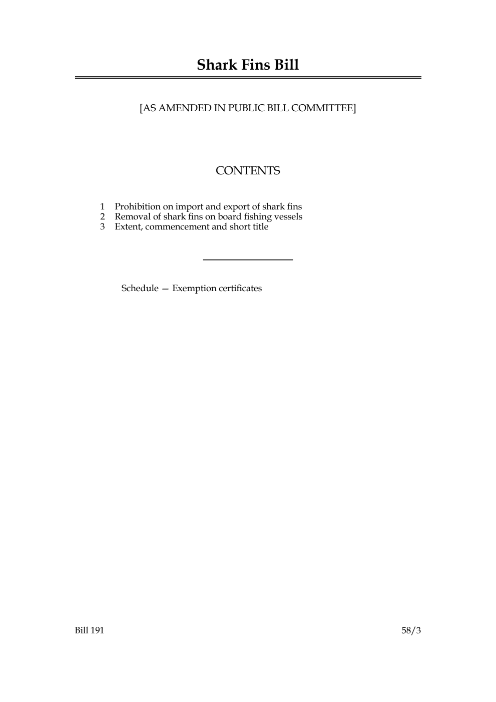Shark Fins Bill [as amended in Public Bill Committee]