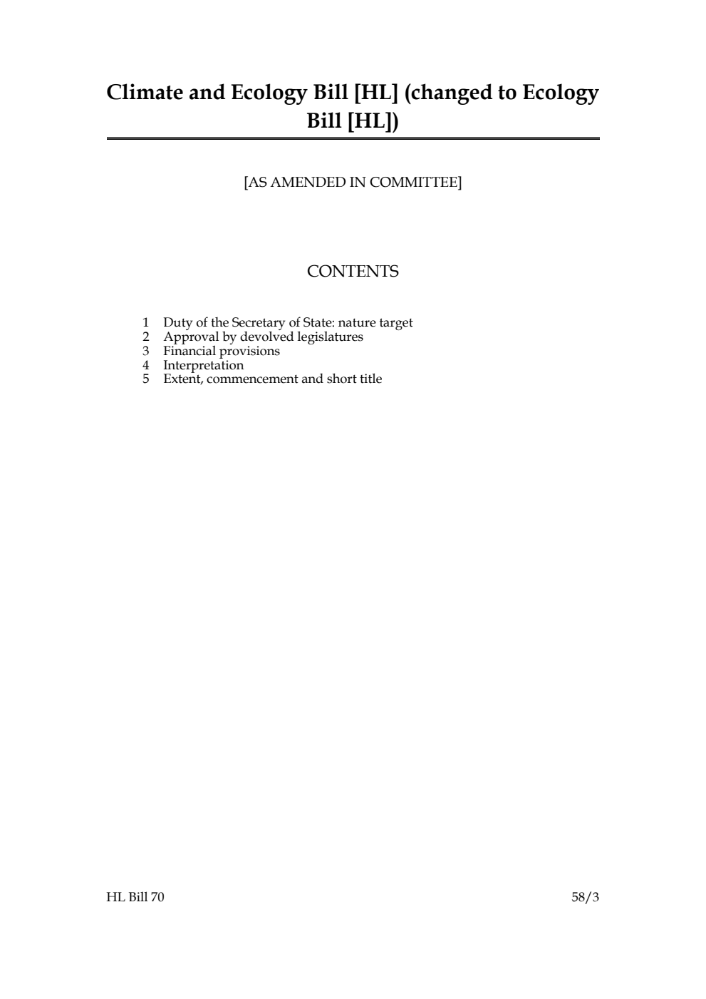 Climate and Ecology Bill (changed to Ecology Bill) [as amended in Committee]