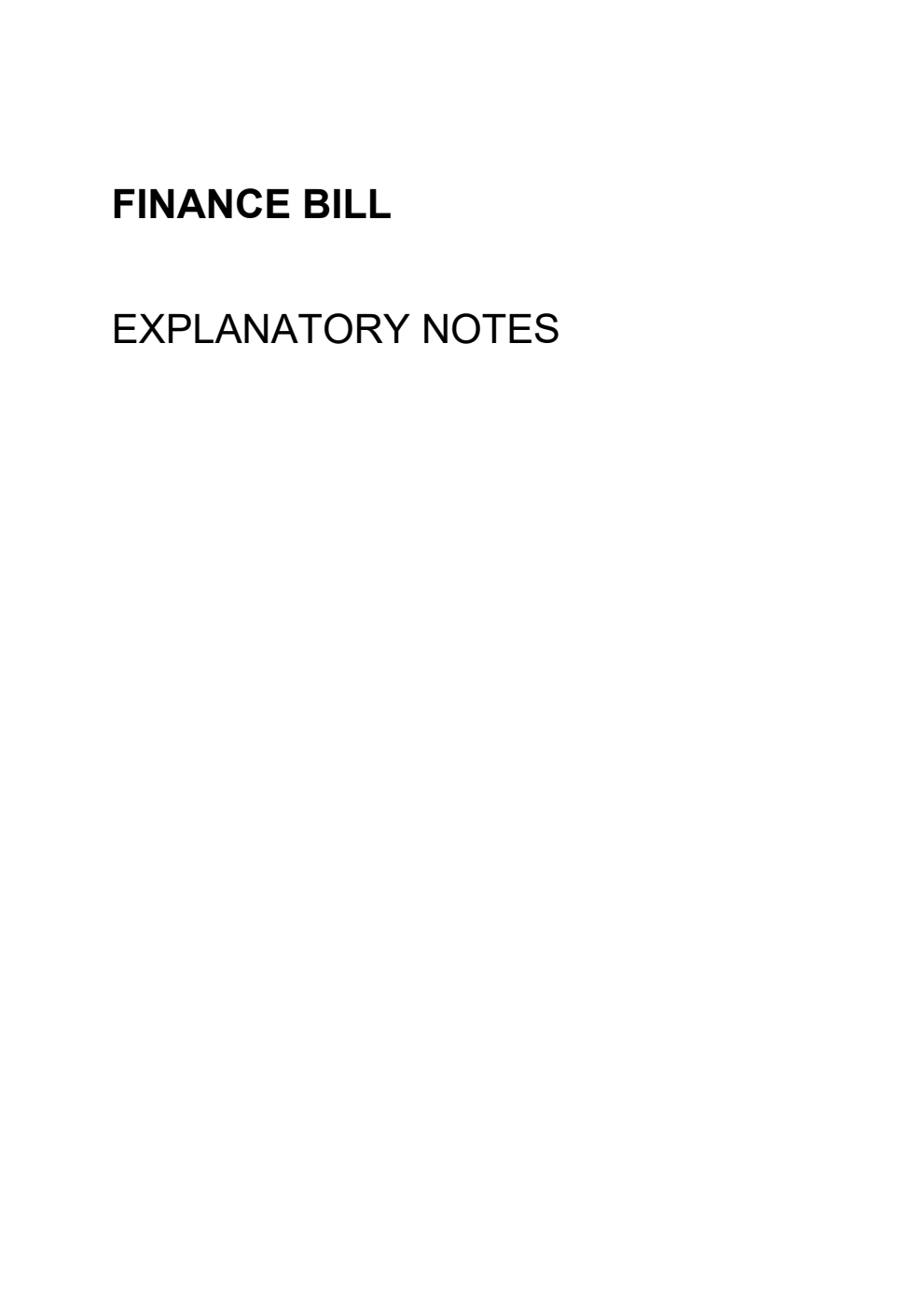 Finance Bill Explanatory Notes