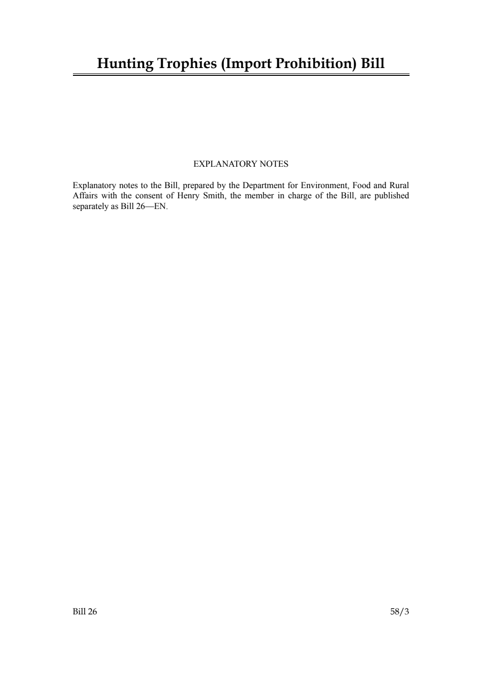 Hunting Trophies (Import Prohibition) Bill