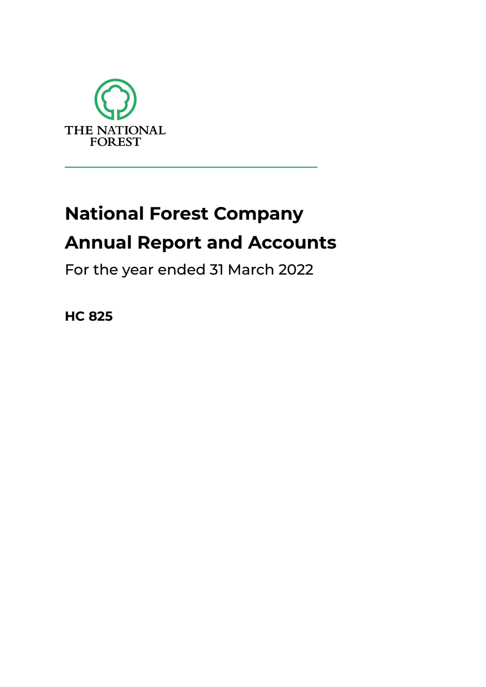 National Forest Company Annual Report and Accounts for the year ended 31 March 2022