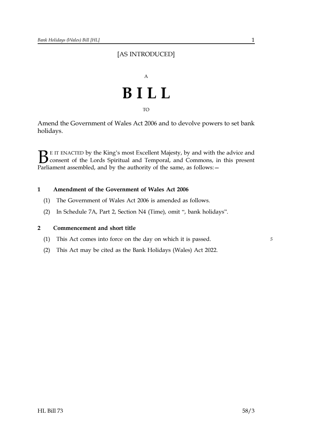 Bank Holidays (Wales) Bill