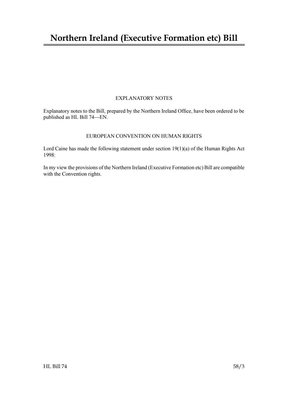 Northern Ireland (Executive Formation etc) Bill