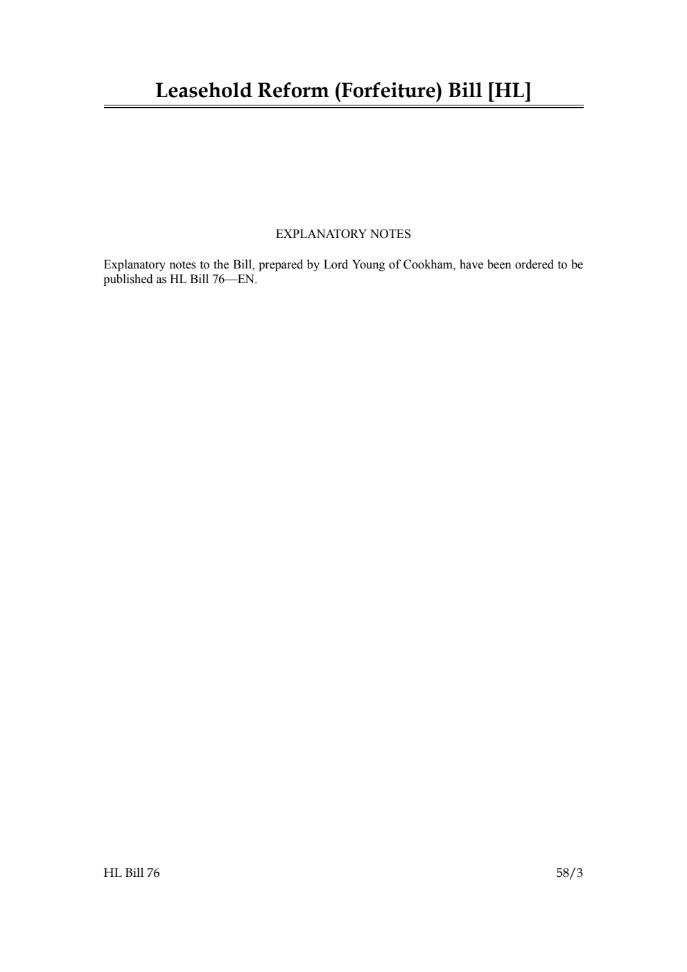 Leasehold Reform (Forfeiture) Bill