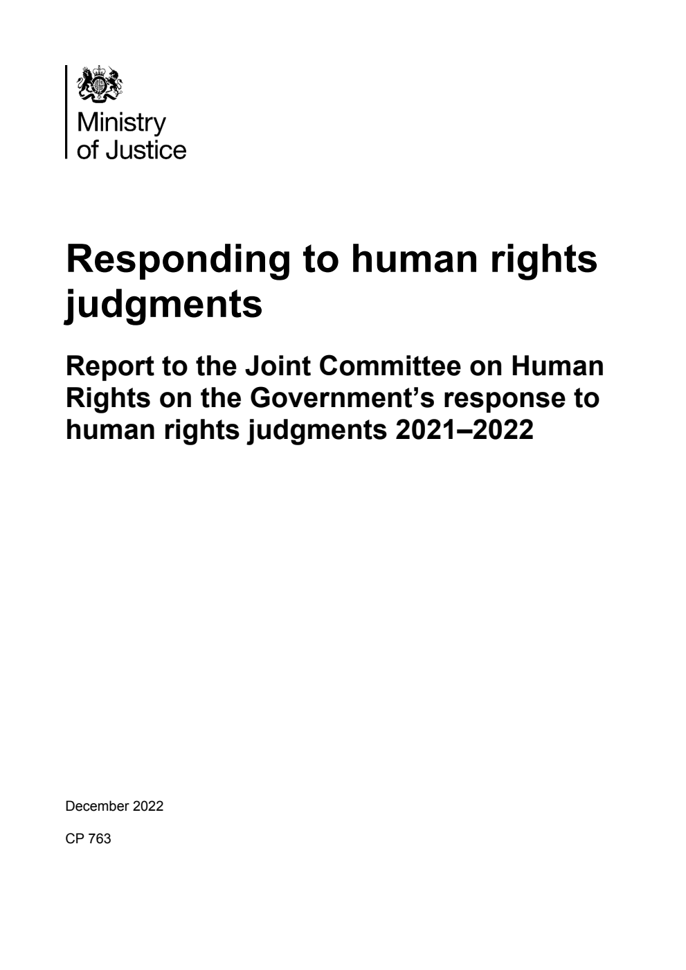 Responding to human rights judgments. Report to the Joint Committee on Human Rights on the Government’s response to human rights judgments 2021–2022