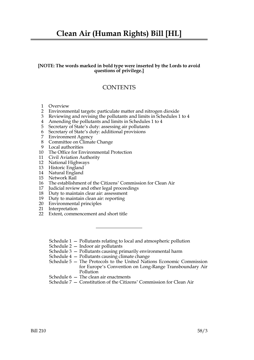 Clean Air (Human Rights) Bill