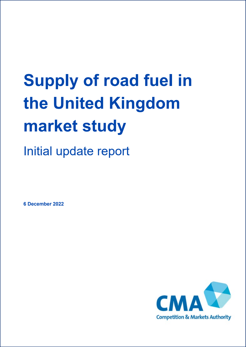 Supply of road fuel in the United Kingdom market study. Initial update report