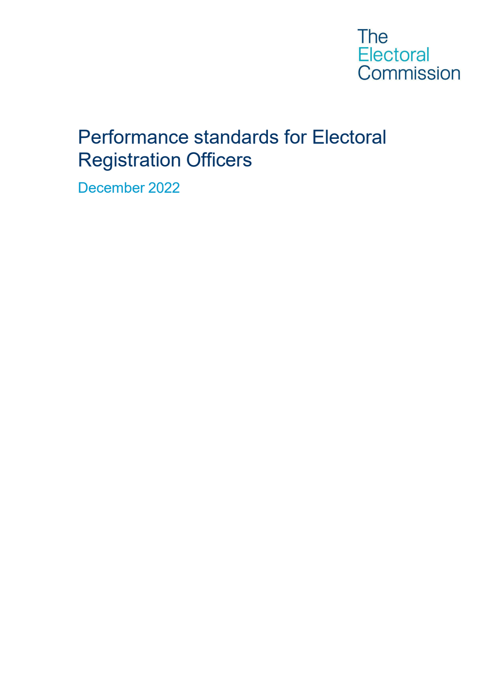 Performance standards for Electoral Registration Officers. December 2022