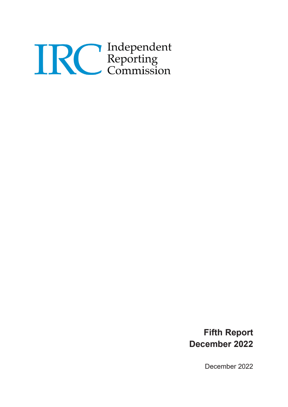 Independent Reporting Commission Fifth Report December 2022