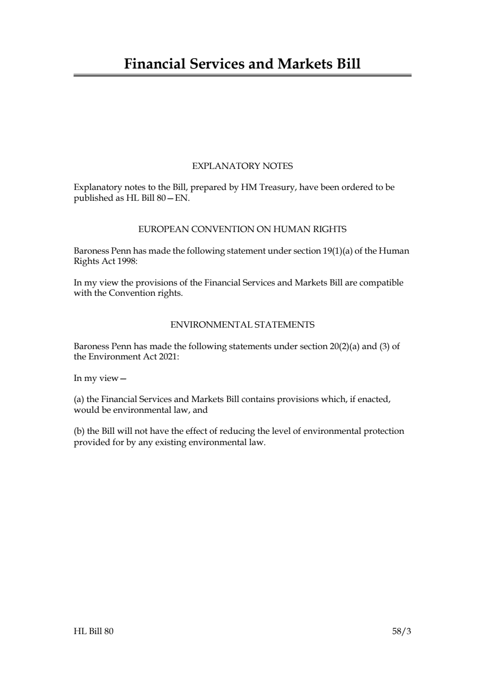 Financial Services and Markets Bill