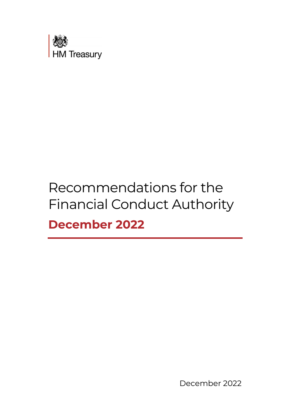 Recommendations for the Financial Conduct Authority: December 2022