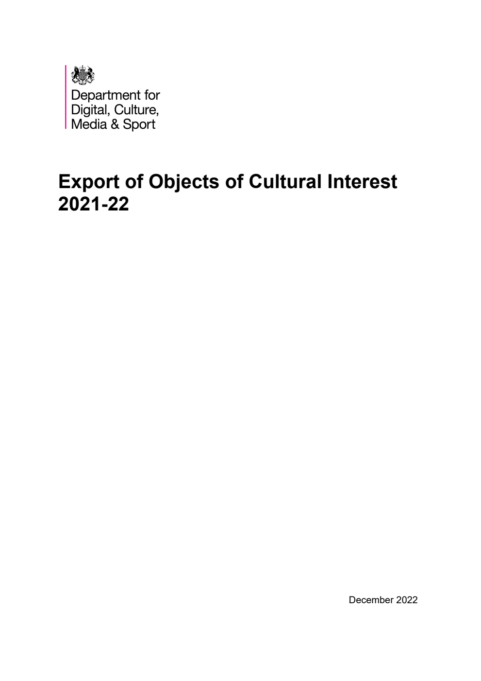 Export of Objects of Cultural Interest 2021-22