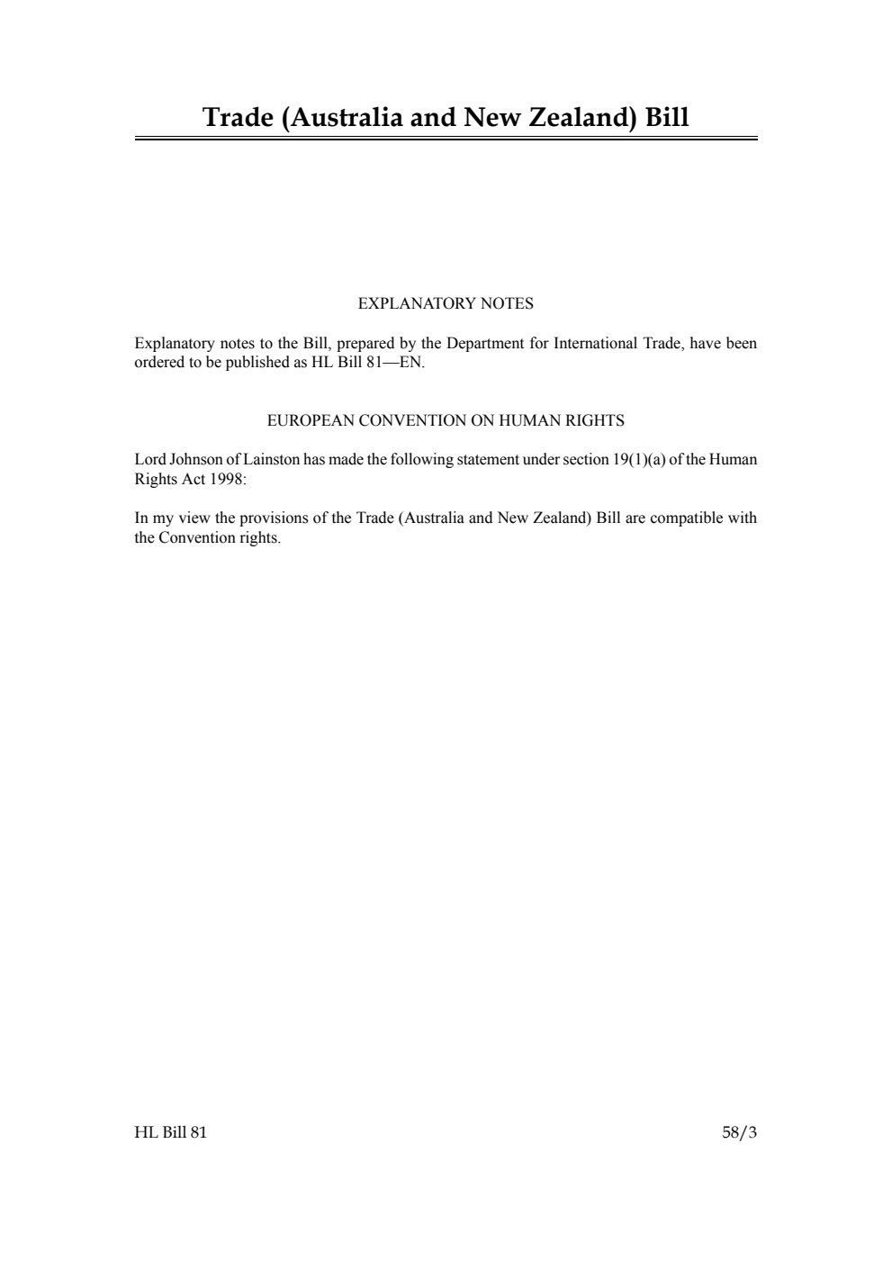 Trade (Australia and New Zealand) Bill