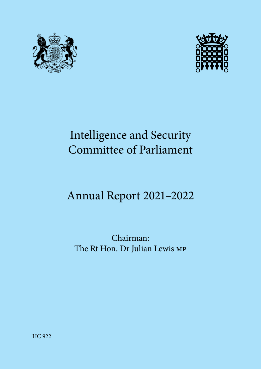 Intelligence and Security Committee of Parliament Annual Report 2021-22