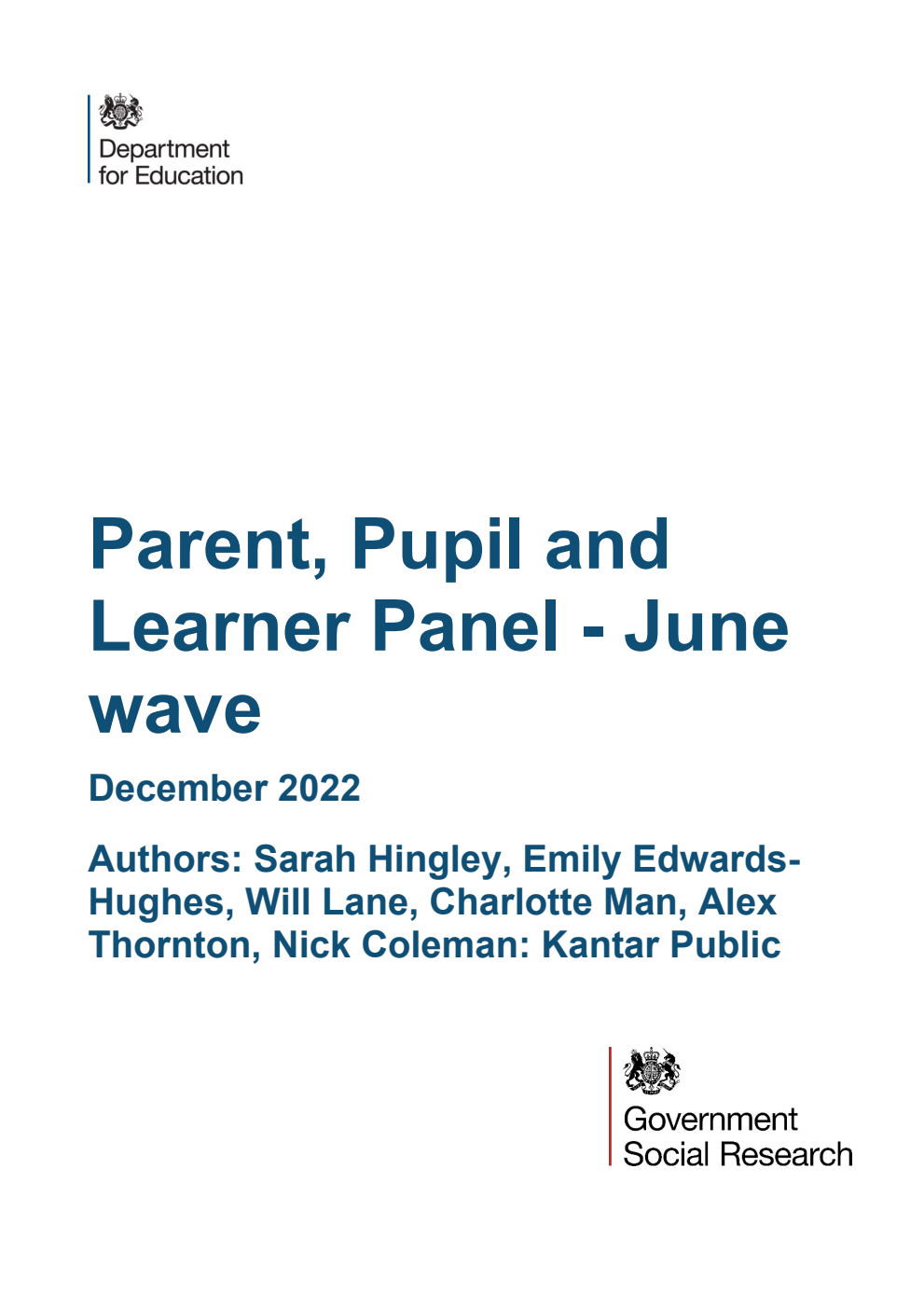 DFE-RR1291 Parent, Pupil and Learner Panel - June wave. December 2022