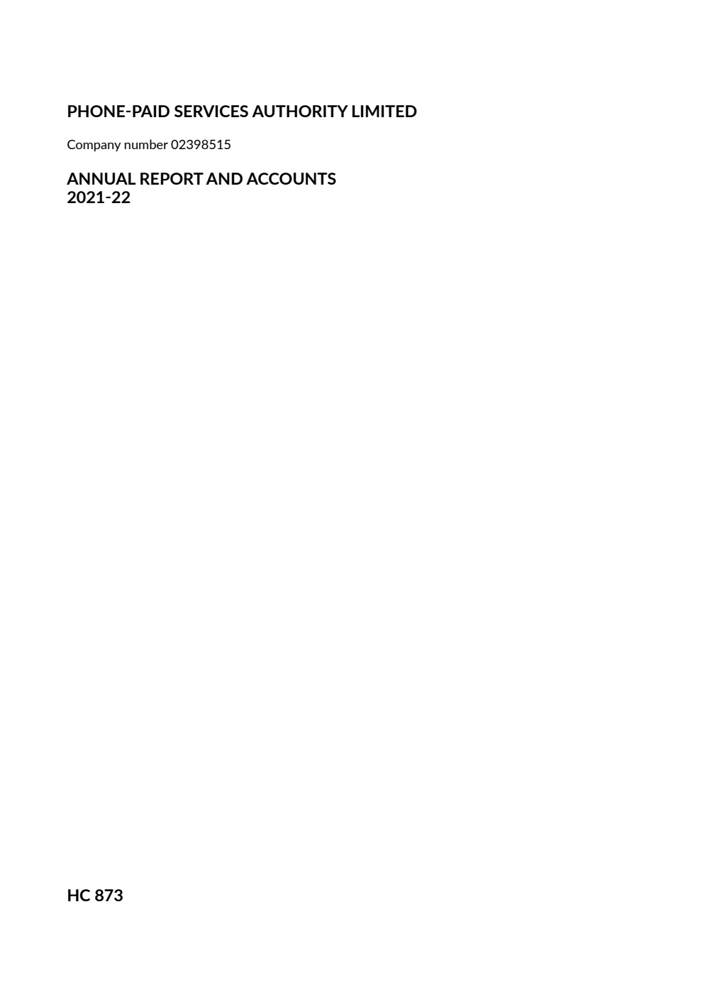 Phone-paid Services Authority Limited Annual Report and Accounts 2021-22
